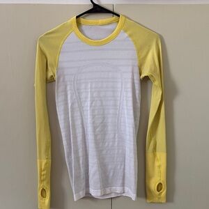 lululemon athletica Yellow and White Long Sleeve Top